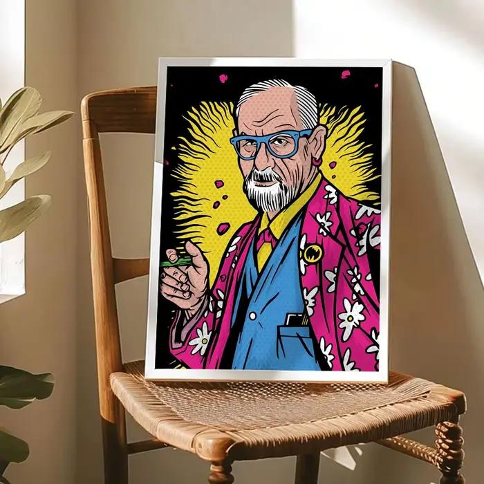 Affiche de psychanalyse de Sigmund Freud, autocollants muraux d'art modernes auto-adhésifs pour chambre à coucher et salon, décoration de la maison, excellente idée de cadeau