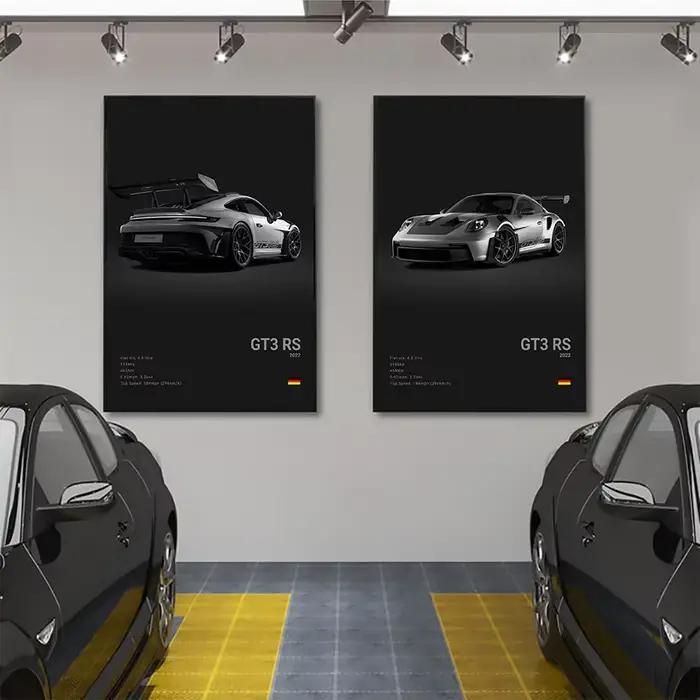 Pop noir et blanc allemagne luxe Super Sport voiture affiche esthétique 911 GT3 RS Turbo toile impression pour mur Art Garage chambre décor
