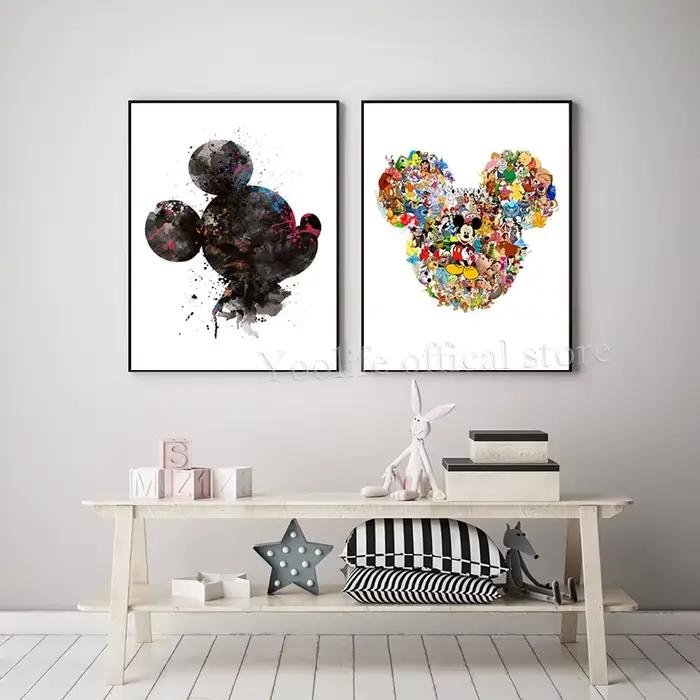Affiches d'art de Mickey Mouse en aquarelle