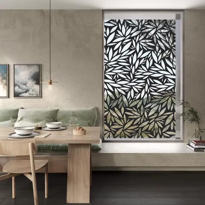 Film de Vitrail Transparent, Autocollant en Verre, Style Fer, Ligne Noire, Porte de Bureau, Anticollision, Décoration de Maison