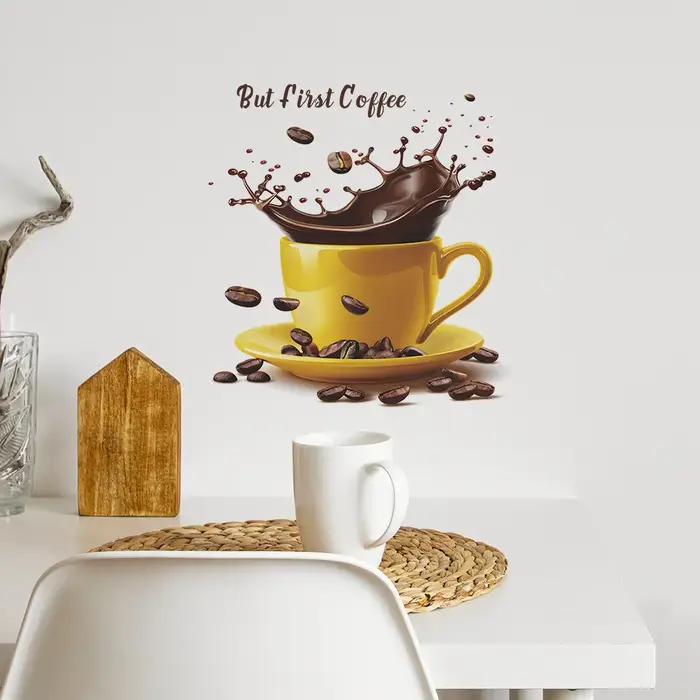 Autocollant mural créatif en forme de tasses à café