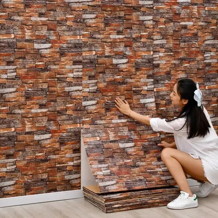 Papier peint imperméable à motif de brique 3D
