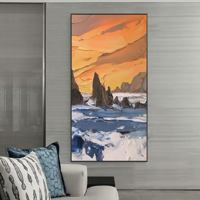 Peinture à l'huile sur toile grise jaune