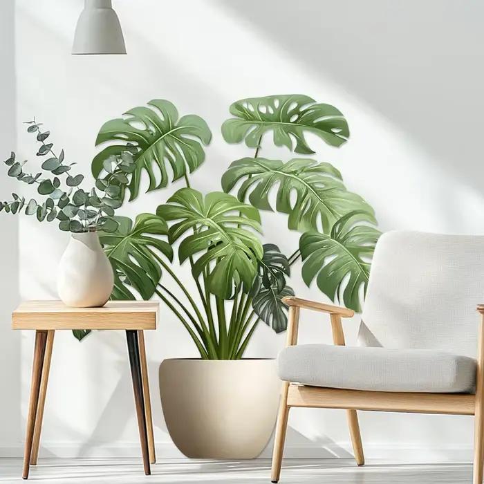 Autocollant mural 3D en vinyle, Pot de plante verte, décoratif pour bureau, salle de bains, salon, décoration de la maison, papier peint imperméable