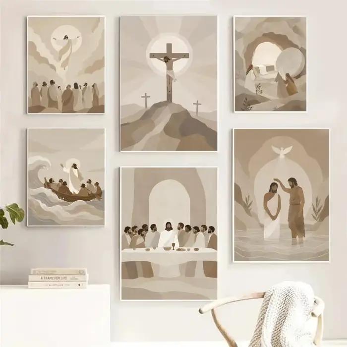 Peinture murale moderne de la scène de la Bible avec Jésus