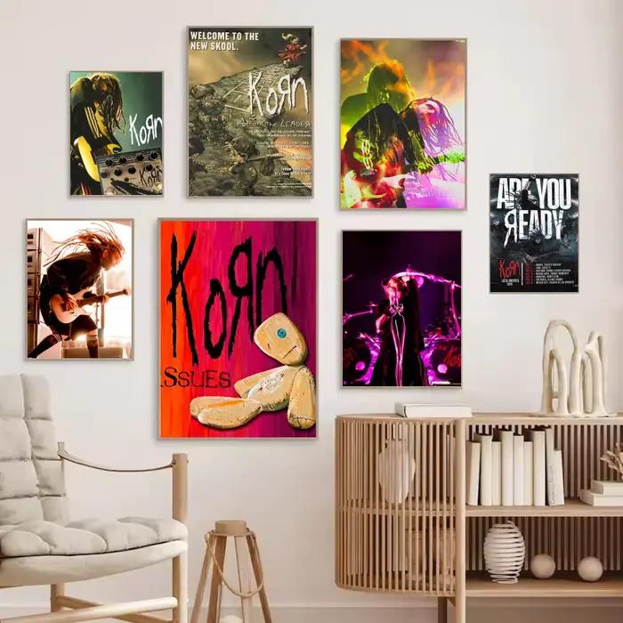 Affiche murale moderne en toile Nu-Metal Band K-Korn, peinture calligraphique, décoration esthétique pour chambre, café, cadeau