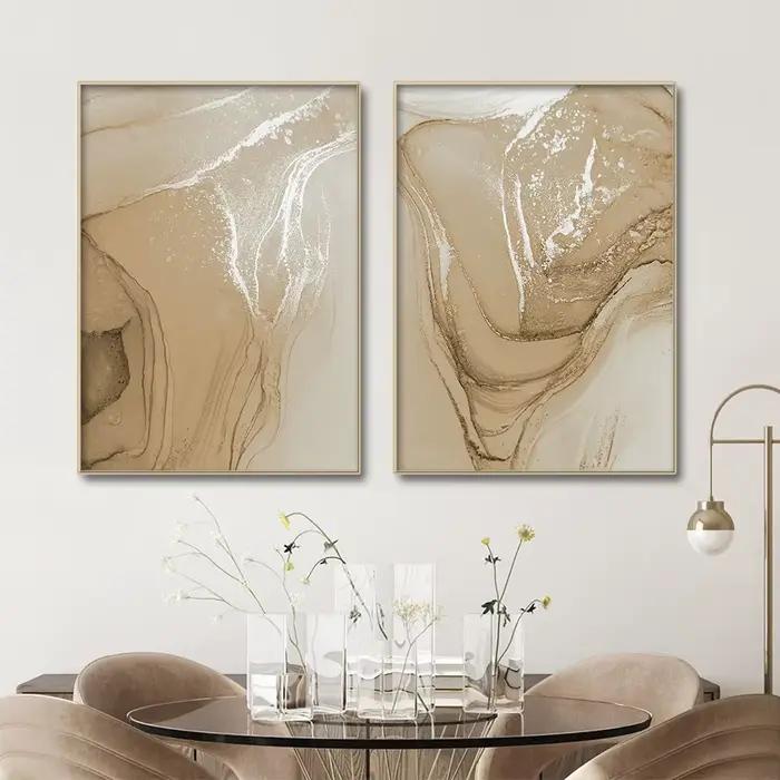 Affiches d'art mural abstraites en marbre beige Boho, peinture sur toile, impressions de gestion, salon moderne, décoration intérieure de la maison