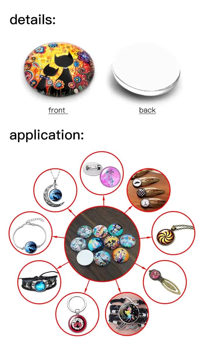 Cabochon en verre photo Alice au pays des merveilles, horloge miroir, lapin, chat, 12mm/18mm/20mm, dos plat, pour la création de bijoux et de porte-clés
