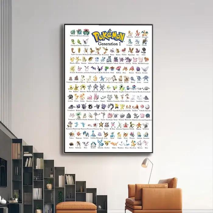 Version française classique Anime Pokemon périphériques Kawaii Pikachu affiche décoration Art aquarelle photos toile peinture