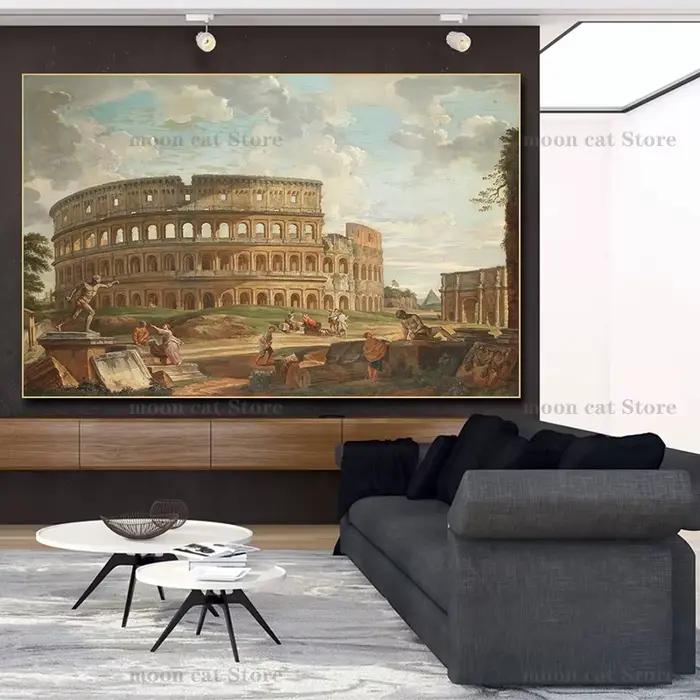 Peinture à l'huile sans cadre du Panthéon de la Rome antique