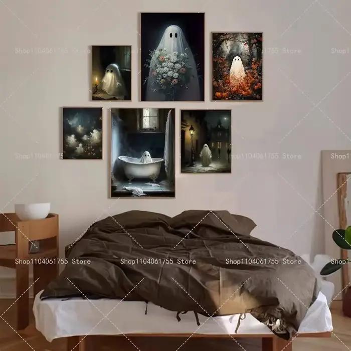 Affiche gothique d'Halloween avec fantômes