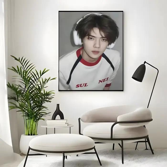 Affiche artistique autocollante du groupe de garçons EXO