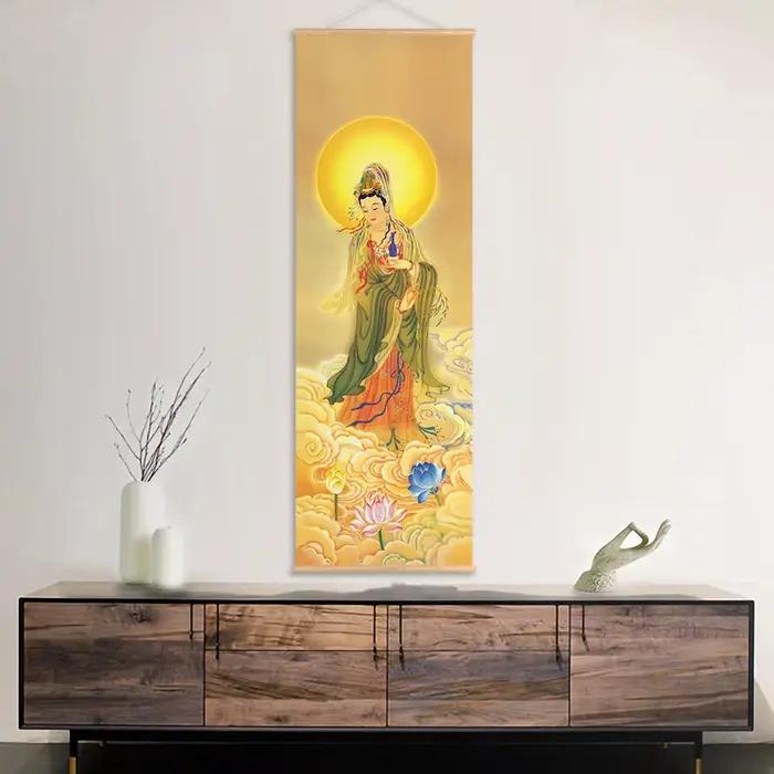 Peinture d'art mural sur toile avec cintre en bois