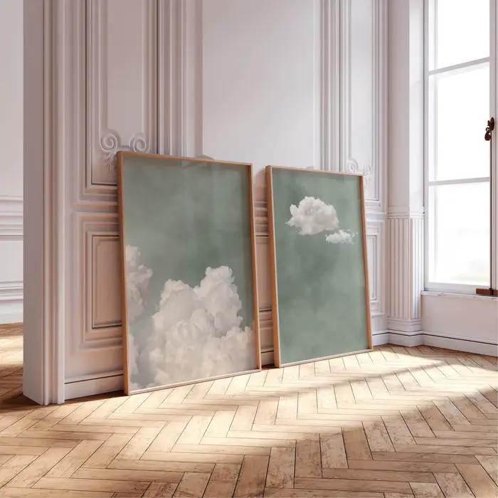 Affiche d'art mural nuage vert sauge