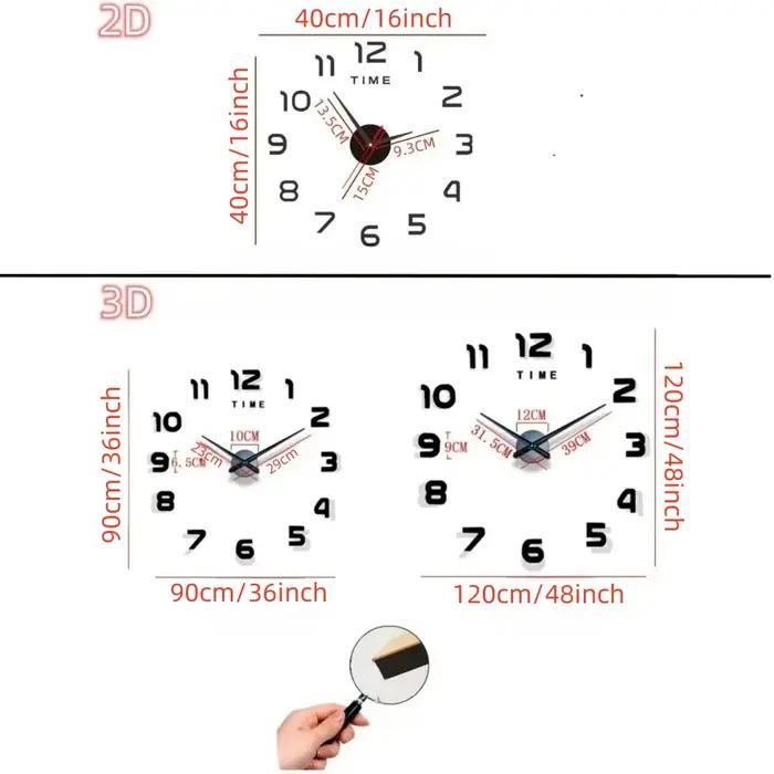 Grande Horloge murale au Design moderne 3D