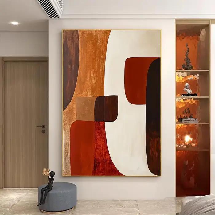 Grande peinture géométrique abstraite faite à la main
