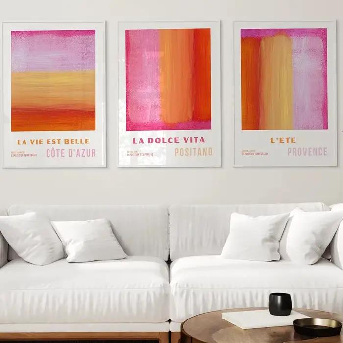 Affiche et imprimés abstraits rose Orange