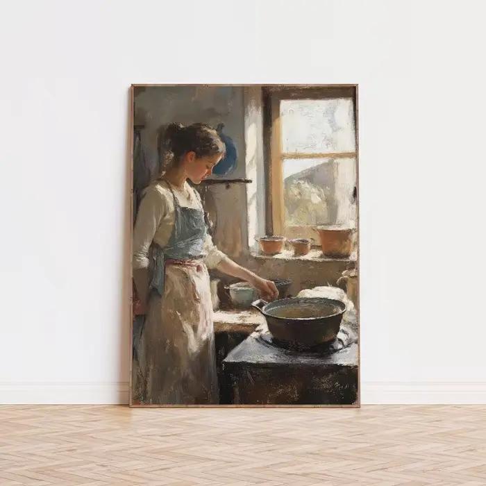 Affiches et imprimés de peinture de cuisine de femme française