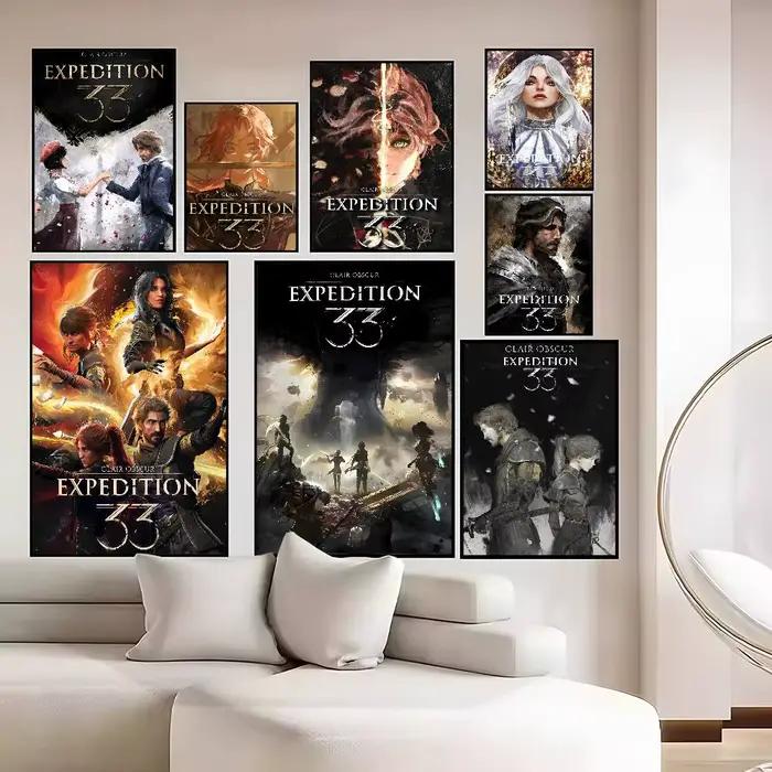 C-Clair Obscur e-expédition 33 affiche étanche mur Art autocollant pour salon chambre rétro
