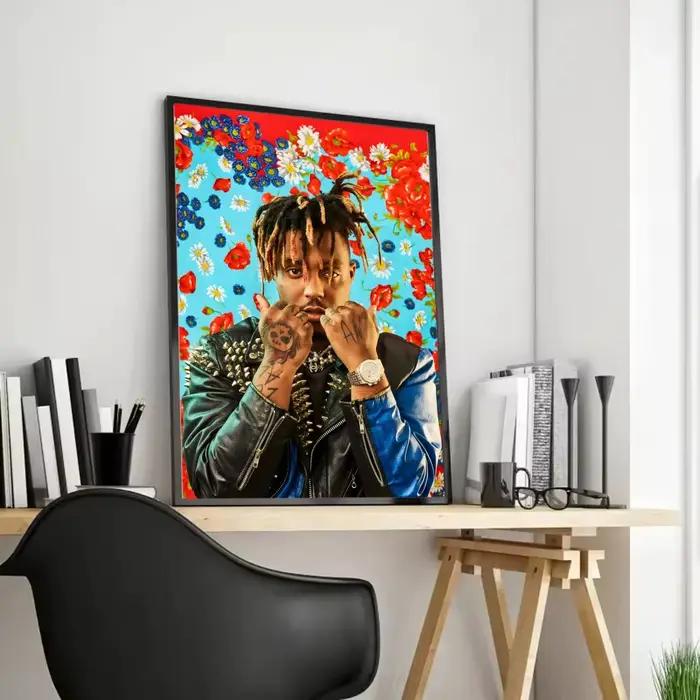 Affiche sur toile de calligraphie et peinture du rappeur J-Juice WRLD