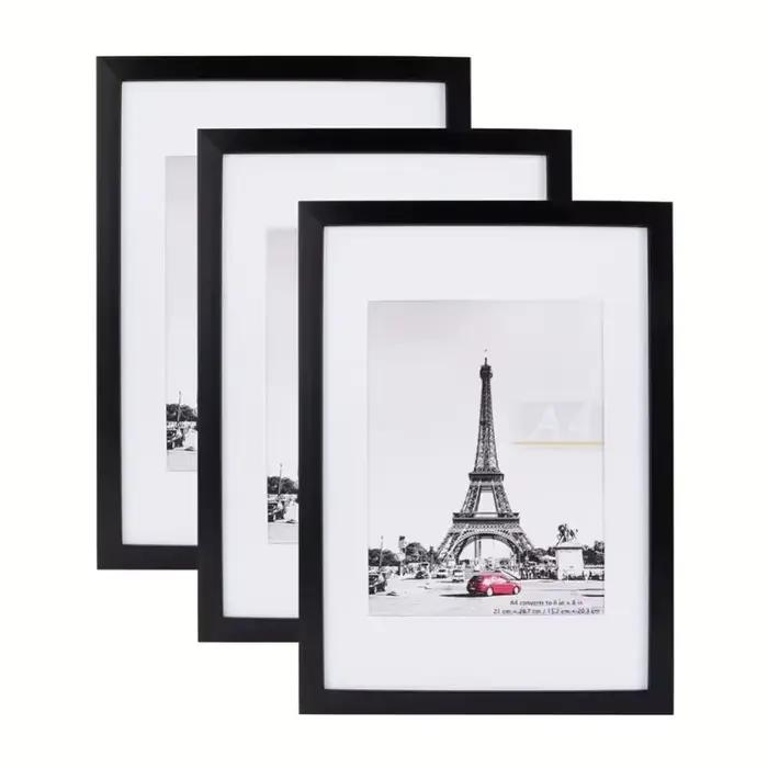 Cadres photo en bois noir A4 pour mur