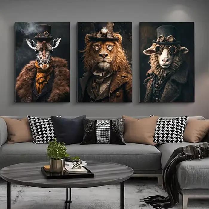 Affiches imprimées sur toile avec Portrait d'animaux Steampunk