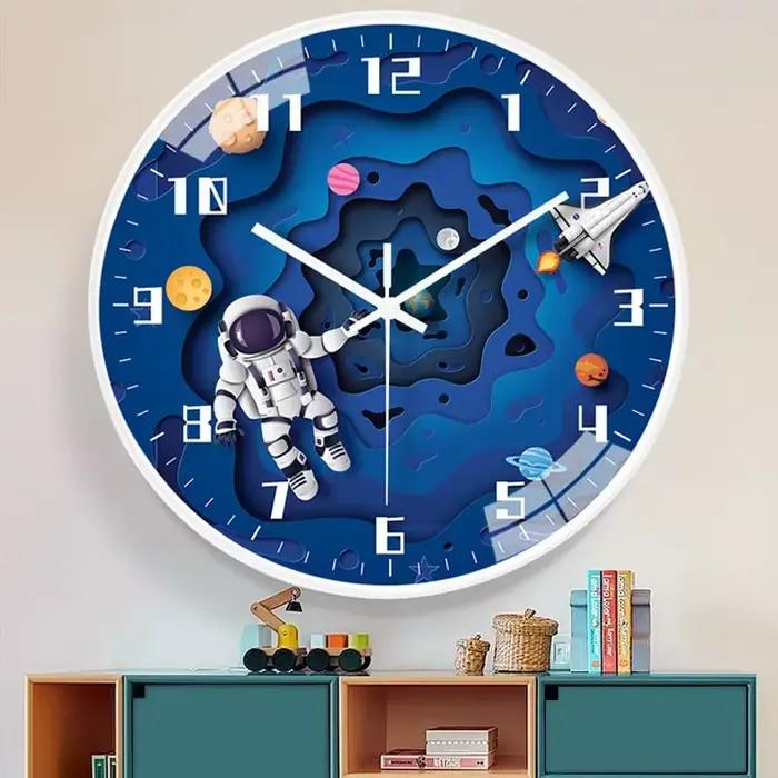 Astronaute créatif horloge murale pour enfants salon maison chambre