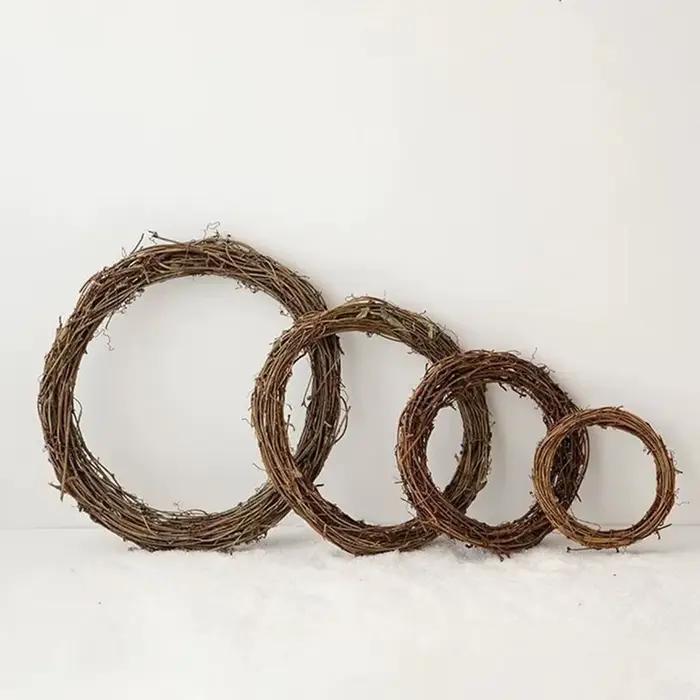 10cm/15cm/20cm cadre en rotin artificiel maison de mariage fête de noël jardin extérieur décor bricolage mariée couronne porte accessoire suspendu