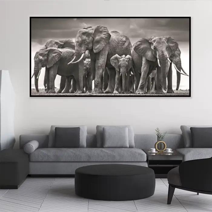 Peinture sur toile d'éléphant marchant pour la décoration de la maison