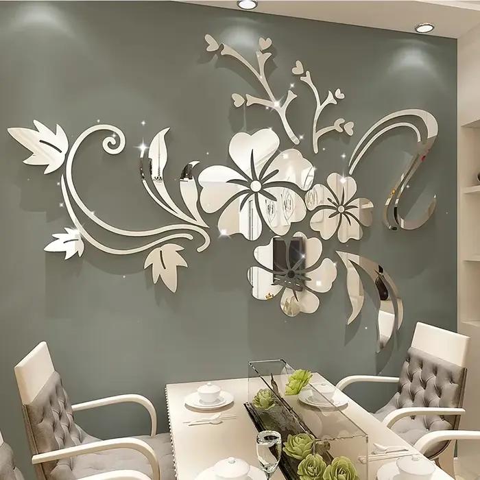 Grandes Décorations Murales Miroir en Forme de Fleurs