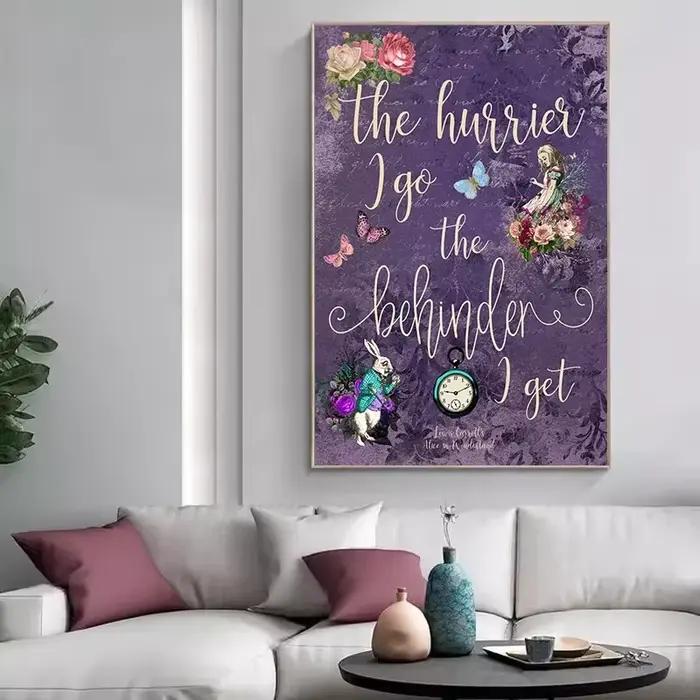 Affiche de dessin animé rétro coloré Alice au pays des merveilles