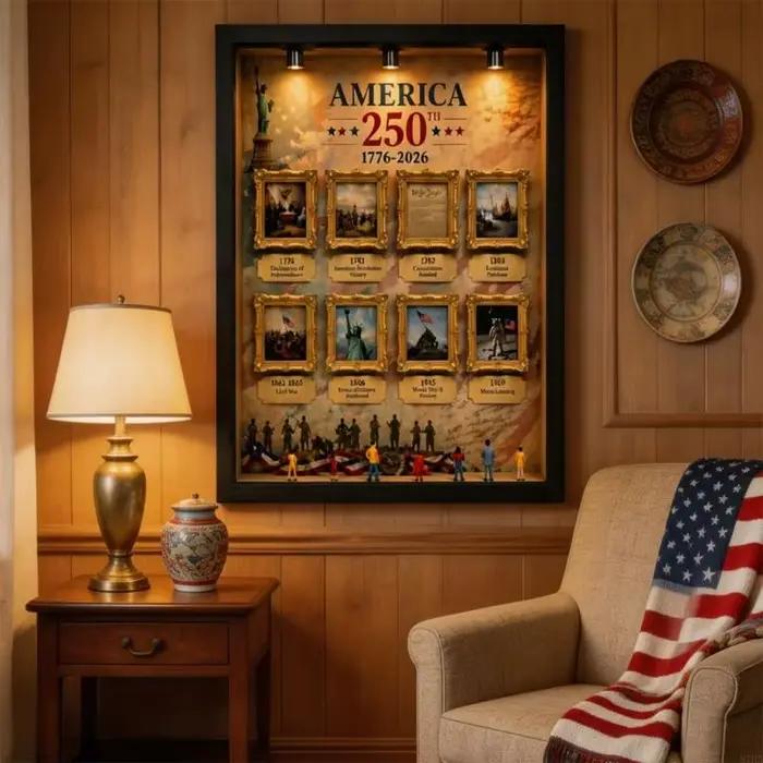 Cadre photo américain en bois résine pour 250e anniversaire
