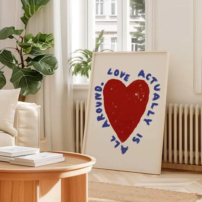Affiche imprimée sur toile avec citation d'amour "Love Actuellement Around"