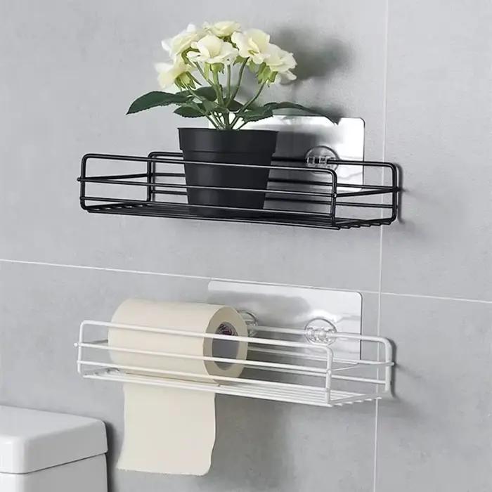 Étagère murale flottante en métal - Rangement multifonctionnel pour salle de bain