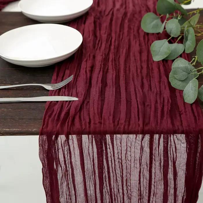 Nappe de table semi-transparente en gaze de lin couleur sauge pour la décoration