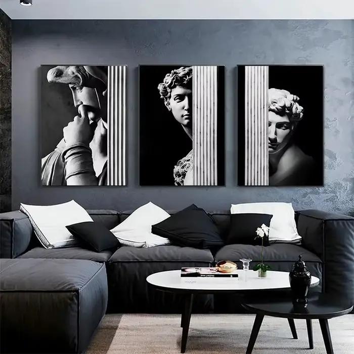 Statue de David moderne noir et blanc