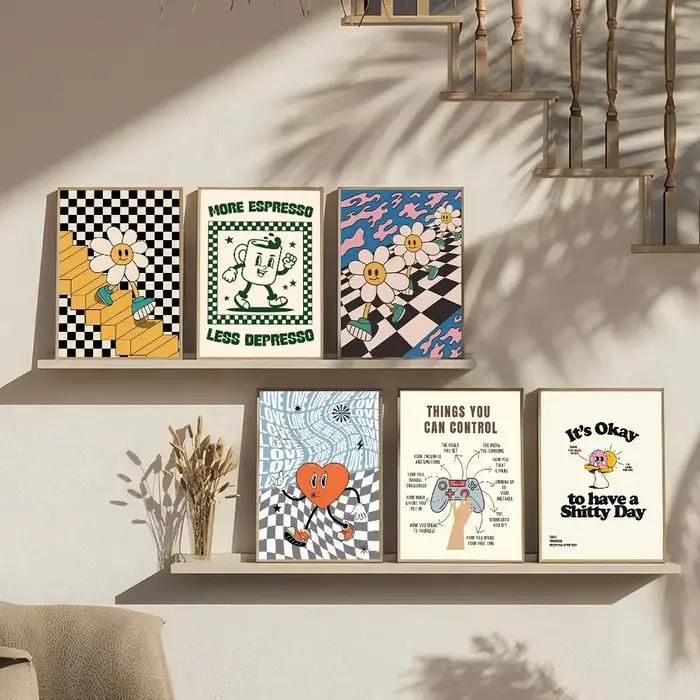Affiches en toile imprimées de dessin animé rose