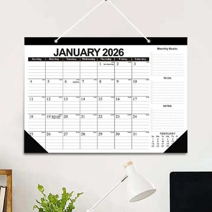 Nouveau calendrier mural 2026 18 mois 2026-2027 quotidien hebdomadaire mensuel Agenda planificateur organisateur décor