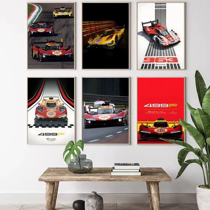 Le Mans rouge 499P supercar peinture calligraphie HD toile affiche salon chambre bar décoration esthétique