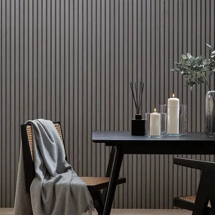 Panneaux muraux à motif de grille en bois 3D