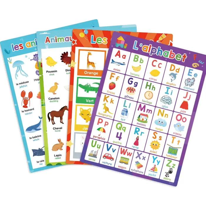 10 ensembles de lettres d'animaux d'affiches françaises