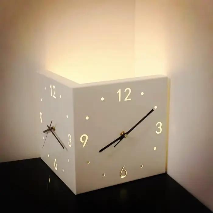 Horloge murale d'angle Double face moderne pour salon