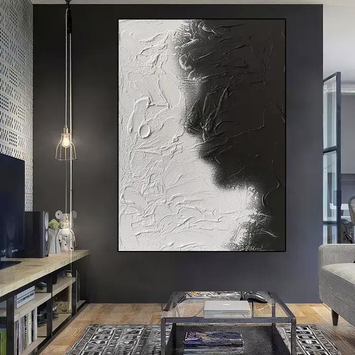Toile d'art abstrait noir et blanc pour visage féminin, peinture minimaliste, affiches esthétiques imprimées, décoration de salon moderne pour la maison
