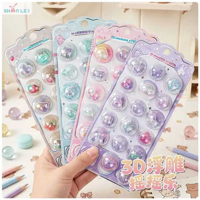 1 autocollant 3D en forme de capsules de dessins animés mignons pour scrapbooking