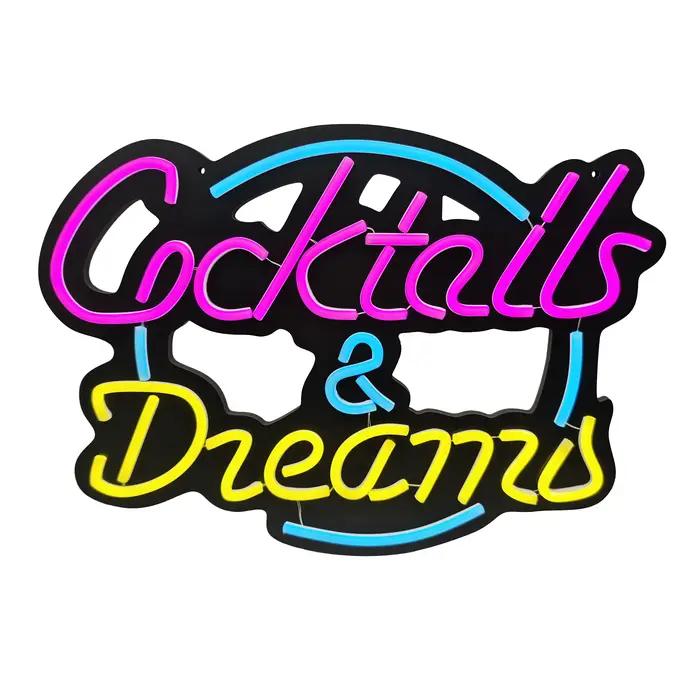 Enseigne néon « Cocktails & Rêves » pour chambre