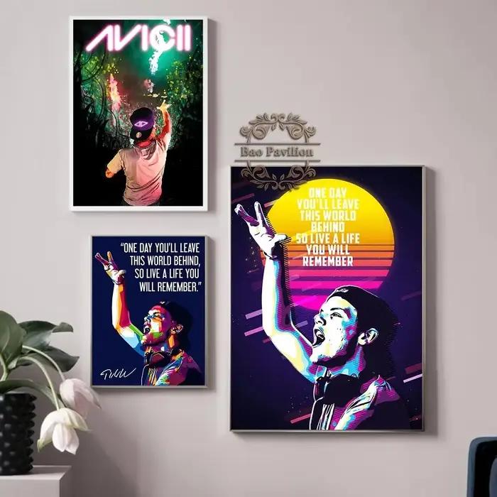 Avicii disque de musique électronique Jockey affiche Art impression mur étoile Portrait Illustration toile peinture Bar Pub Club décor