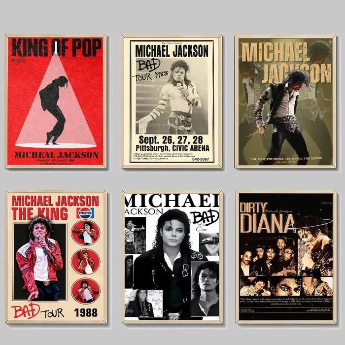 Affiches collantes rétro papier Kraft autocollant bricolage salle Bar café Art esthétique peinture murale 80s Pop chanteur m-michael Jackson film