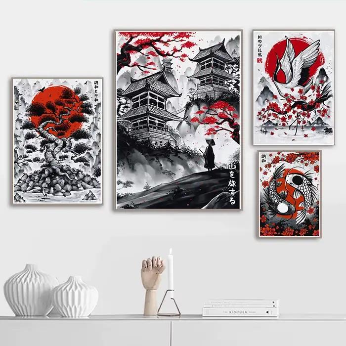 Peinture à l'encre japonaise Duel samouraï