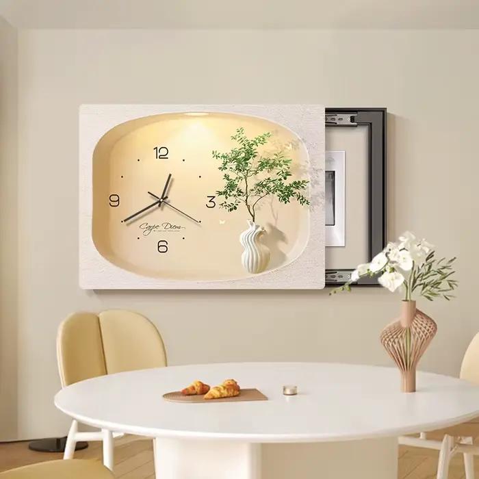 Peinture décorative de boîte de compteur électrique avec horloge