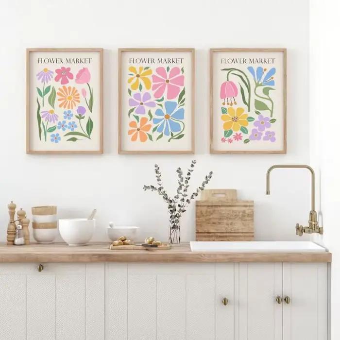 Affiche de ville de marché de fleurs florales abstraites